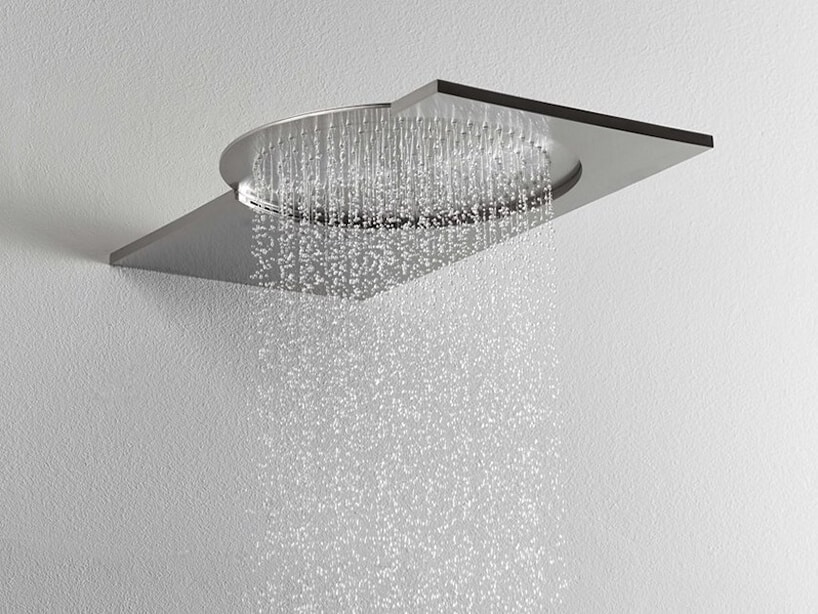 ekskluzywny zestaw prysznicowy od Ritmonio linia DOT316 elegancka srebrna deszczownia