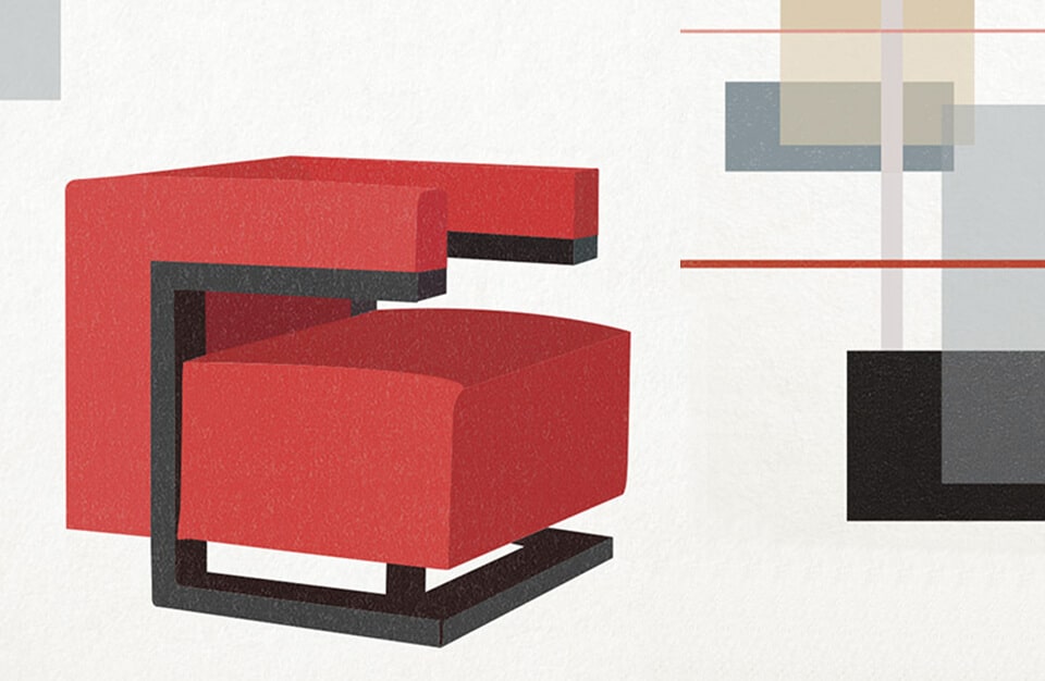 projekt czerwonego fotela Bauhaus