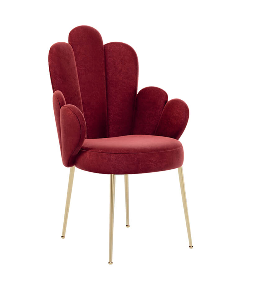 wyjątkowe czerwone krzesło z nieregularnym oparciem
