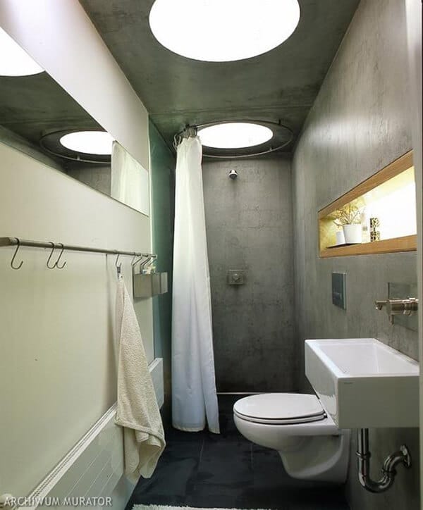 łazienka z betonem na ścianach